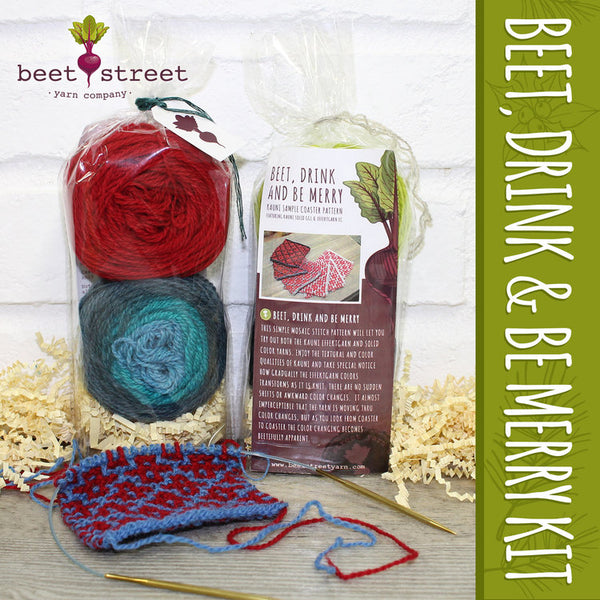 Beet, Drink, and Be Merry Kauni Coaster Kit