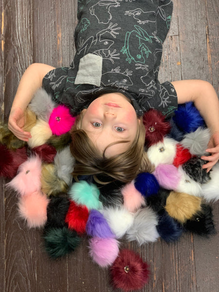 Medium Faux Fur Snap On Pom Poms