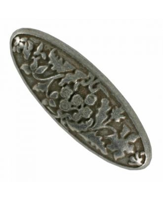 Metal Oval Button with Flowers and Shank - 18mm and 28mm