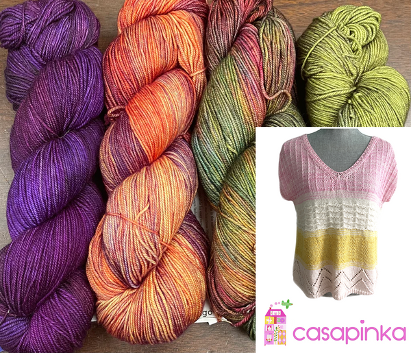 Casapinka's Shaved Ice Tee Yarn Kit - Malabrigo Sock